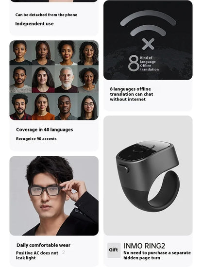 INMO Go2 Smart AR Translation Glasses Wireless AI Assistant