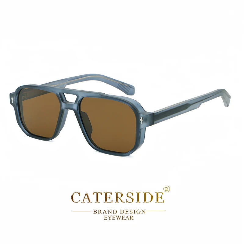 CATERSIDE Vintage Punk Sunglasses Men Flat Top