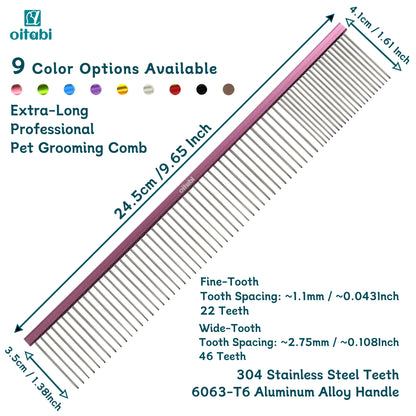 Extra-Long Pet Grooming Comb Professional Sparse & Dense