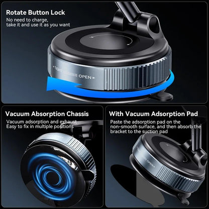 Car Mount Electric Vacuum Magnetic Holder Foldable Suction Stand