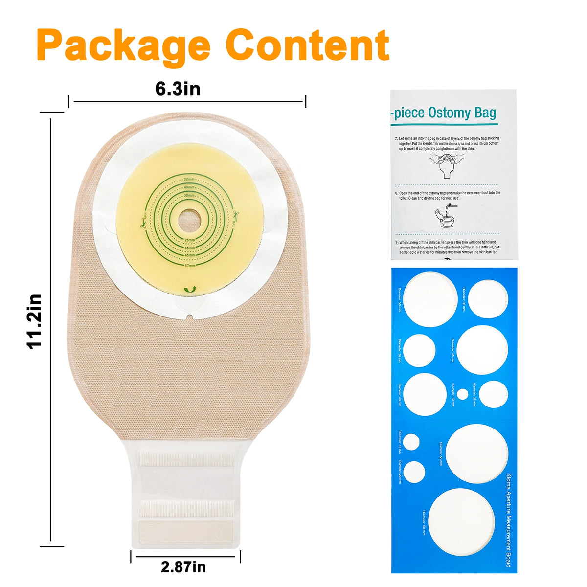 20pcs One Piece Colostomy Bags with Hoop and Look