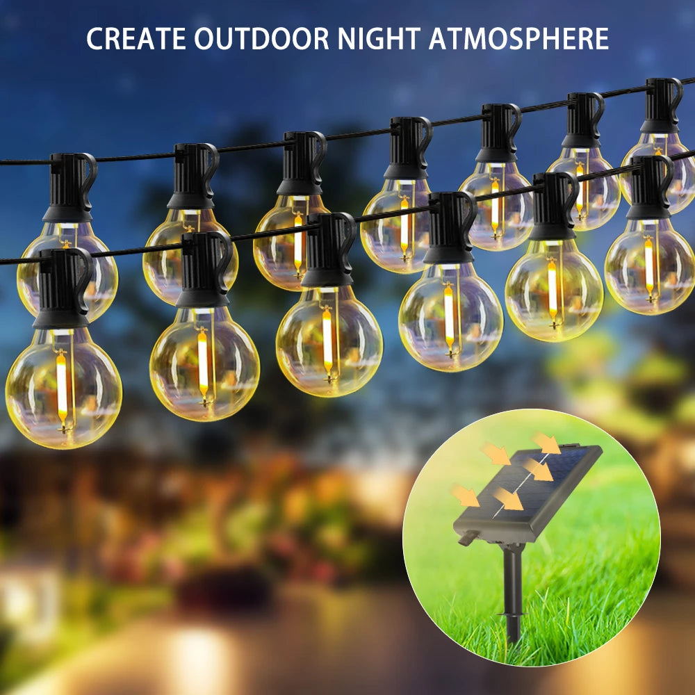 Solar G40 Outdoor String Lights with Remote Controls LED Decor