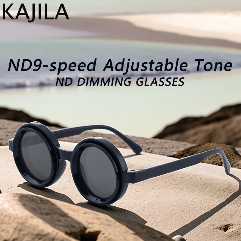 Polarized Small Frame Round Steampunk ND9 Adjustable