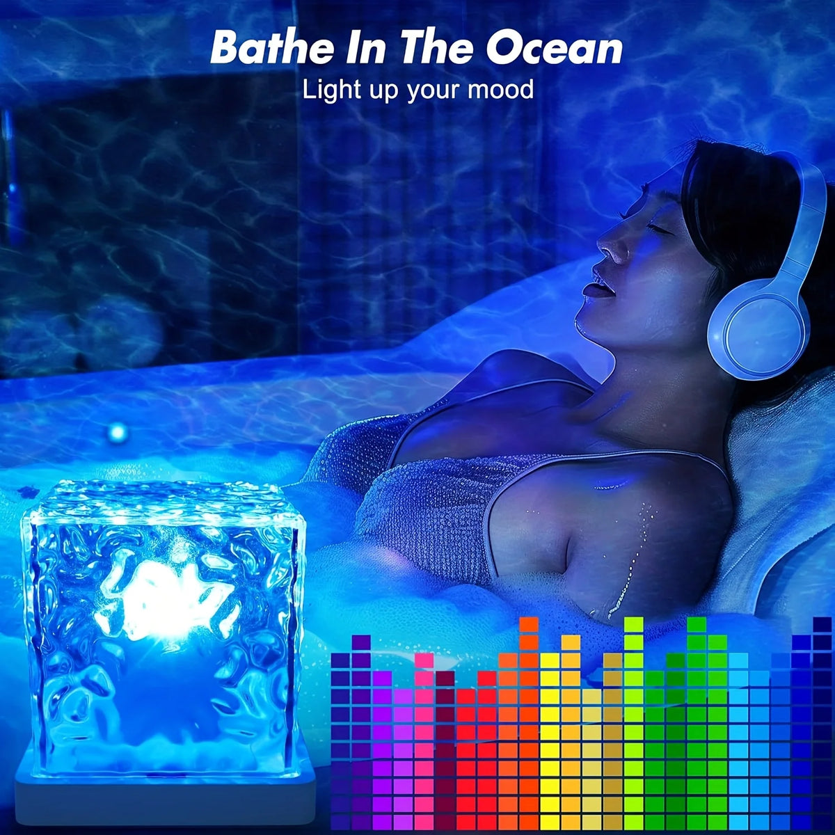 Rechargeable Shower Lamp with 16-Color Wave Projector