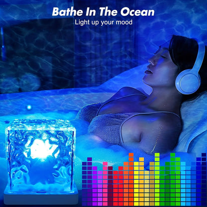 Rechargeable Shower Lamp with 16-Color Wave Projector