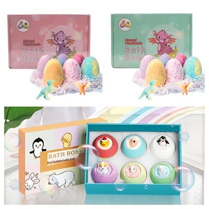 6PCS Children's Dinosaur Egg Bomb Bath Salt Balls Fun