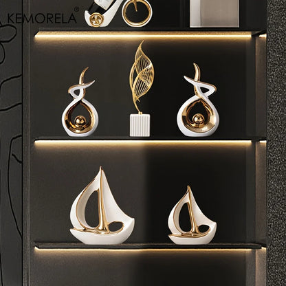 Ceramics Luxury Sailboat Sculpture Post-modern Living Room