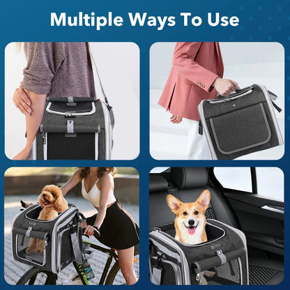 Dog or Cat Bike Basket, Expandable Soft Sided Pet Carrier