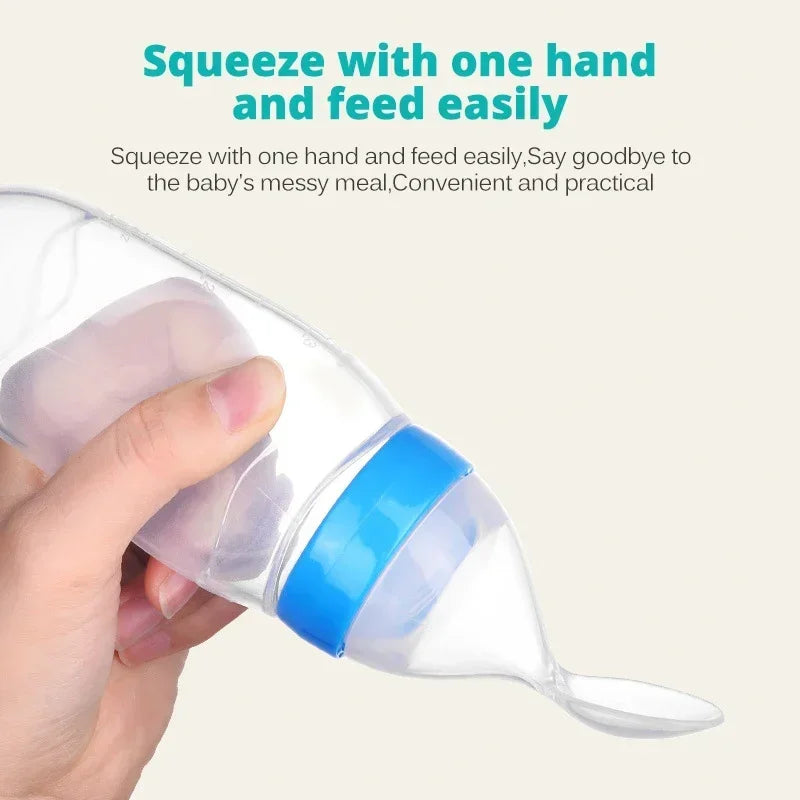 Safe Useful Silicone Baby Bottle with Spoon Food Supplement