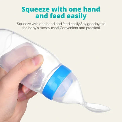 Safe Useful Silicone Baby Bottle with Spoon Food Supplement