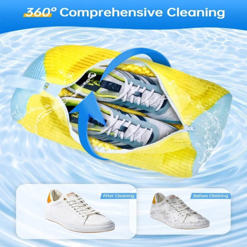 Shoe Washing Machine Bag with Liquid Shoe Brush Set