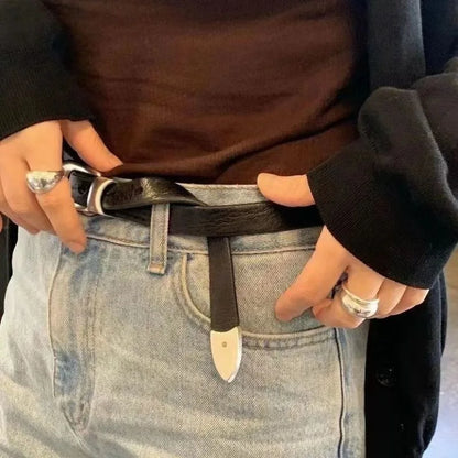 Retro High-end Black y2k belt Ins Buckle bb belt