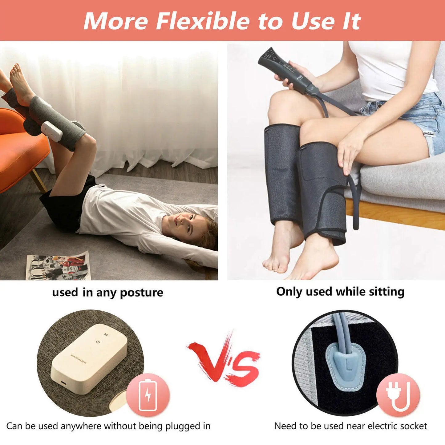 Calf Massager Portable Leg Massager with Compression Heat