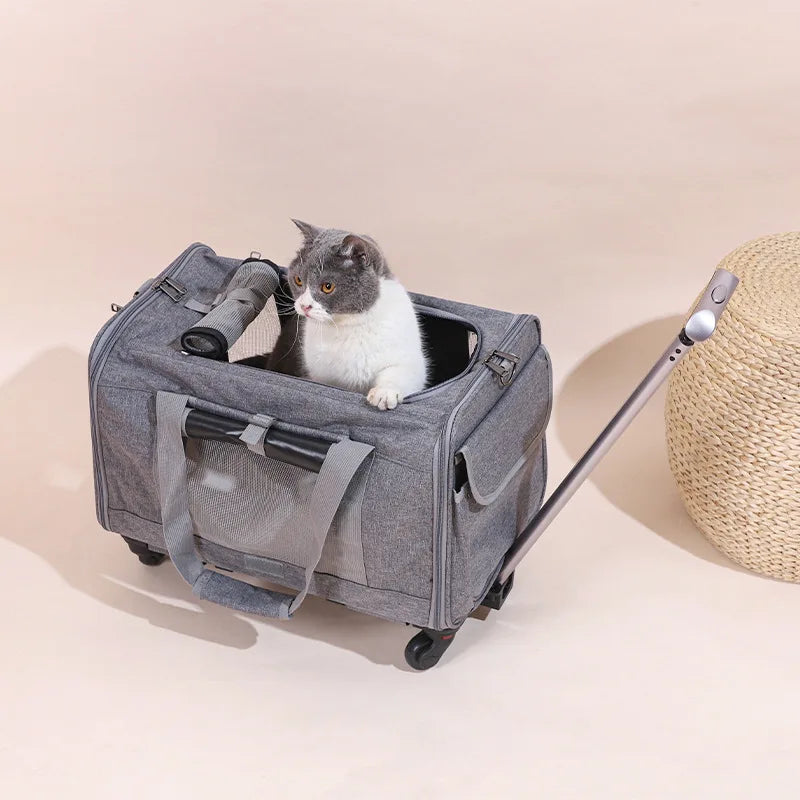 Pet Carrier with Wheels for Dogs Rolling Pet Carrier