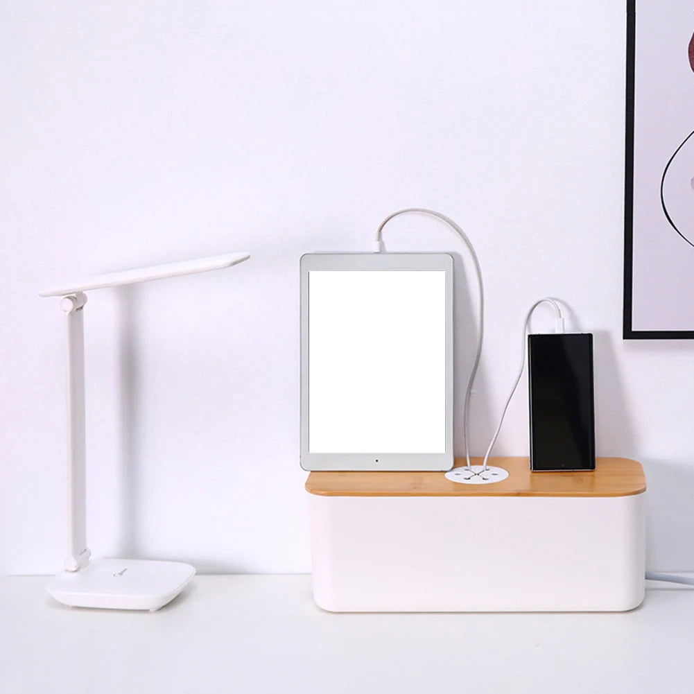 Wooden Cable Storage Box Power Line Storage Case