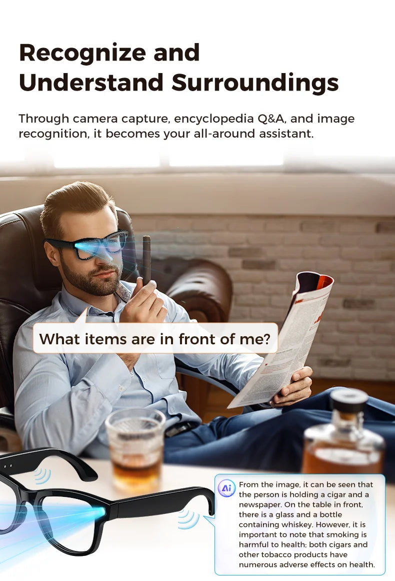 World Premiere Smart AI Glasses 4K HD 800W Pixel Camera