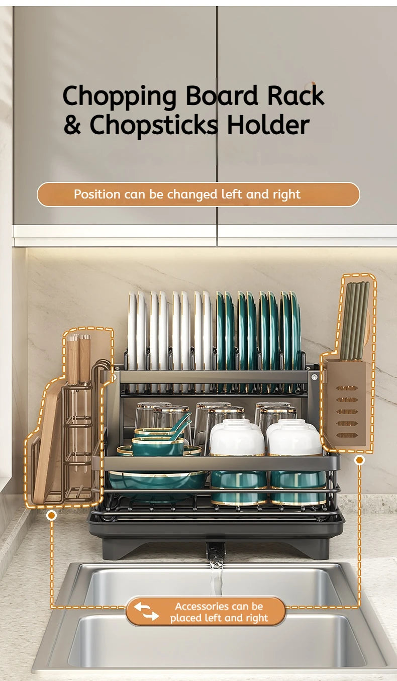 Stainless Steel Dish Drying Rack Adjustable Kitchen Plates