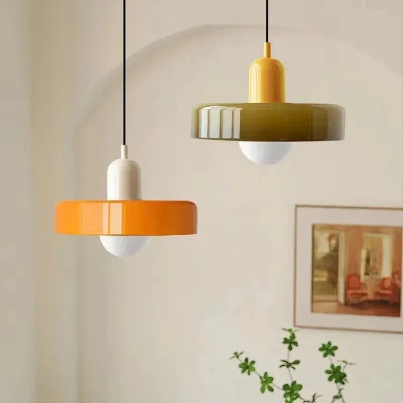 Nordic Retro Glass Pendant Lamps Indoor E27 LED Chandelier