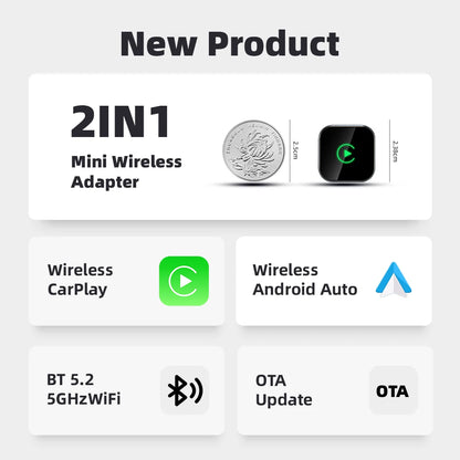 2in1 Wired To Wireless CarPlay Adapter Android Auto Dongle