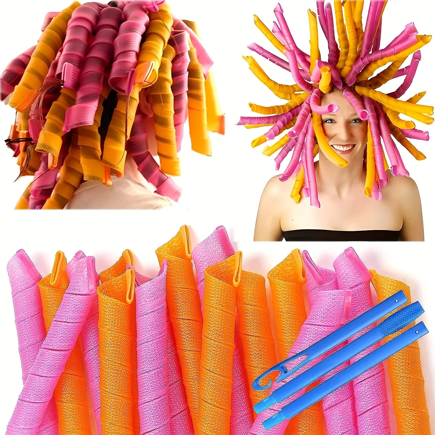 Magic Hair Curlers Spiral Rod Set Heatless Curling Rods