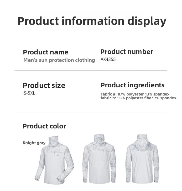 Men's Summer Outdoor Cycling Fiing Sun Protection Ice Silk