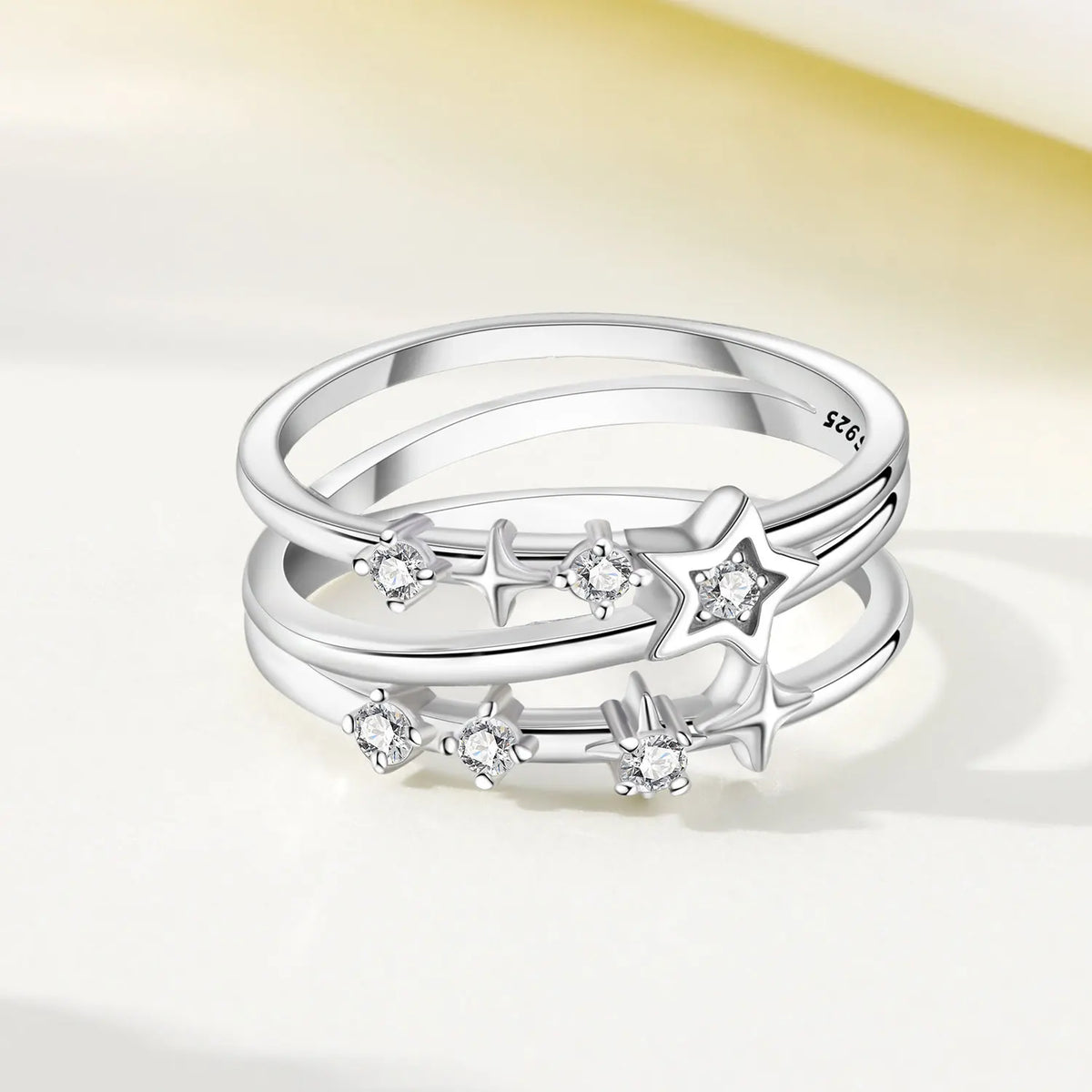 925 Sterling Silver Three-Ring Stackable Ring for Women