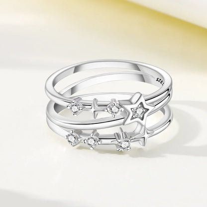 925 Sterling Silver Three-Ring Stackable Ring for Women