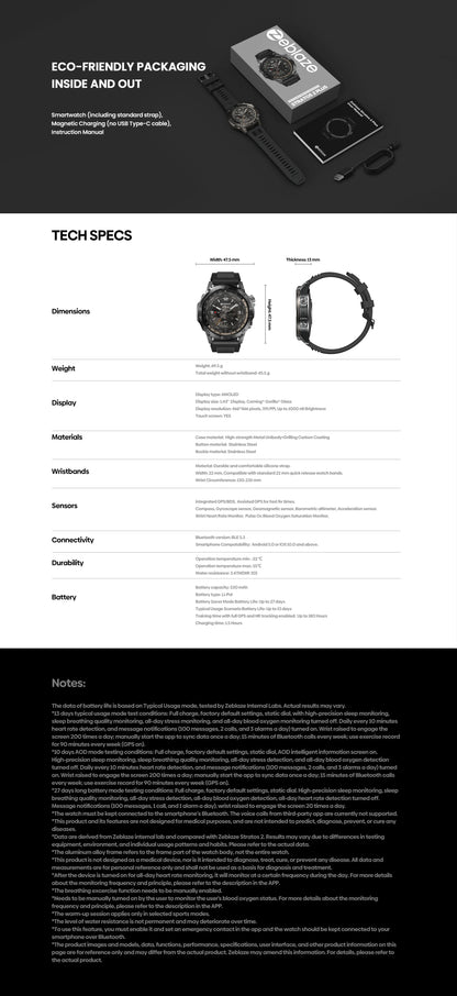 Zeblaze Stratos 2 Plus GPS Sports Smart Watch Built-in Compass