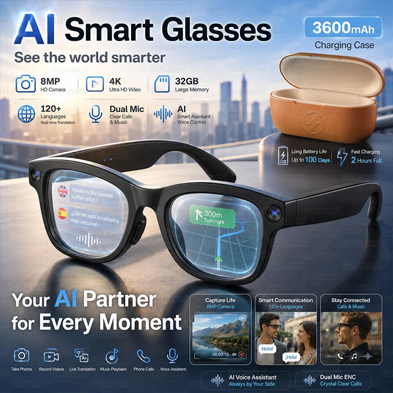 Next-Gen AI Smart Glasses 4K HD Video Recording