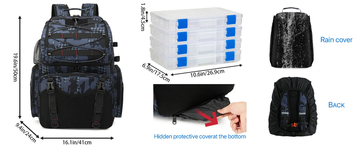 Fishing Backpack 45L Cooler Fishing Tackle Storage Bag