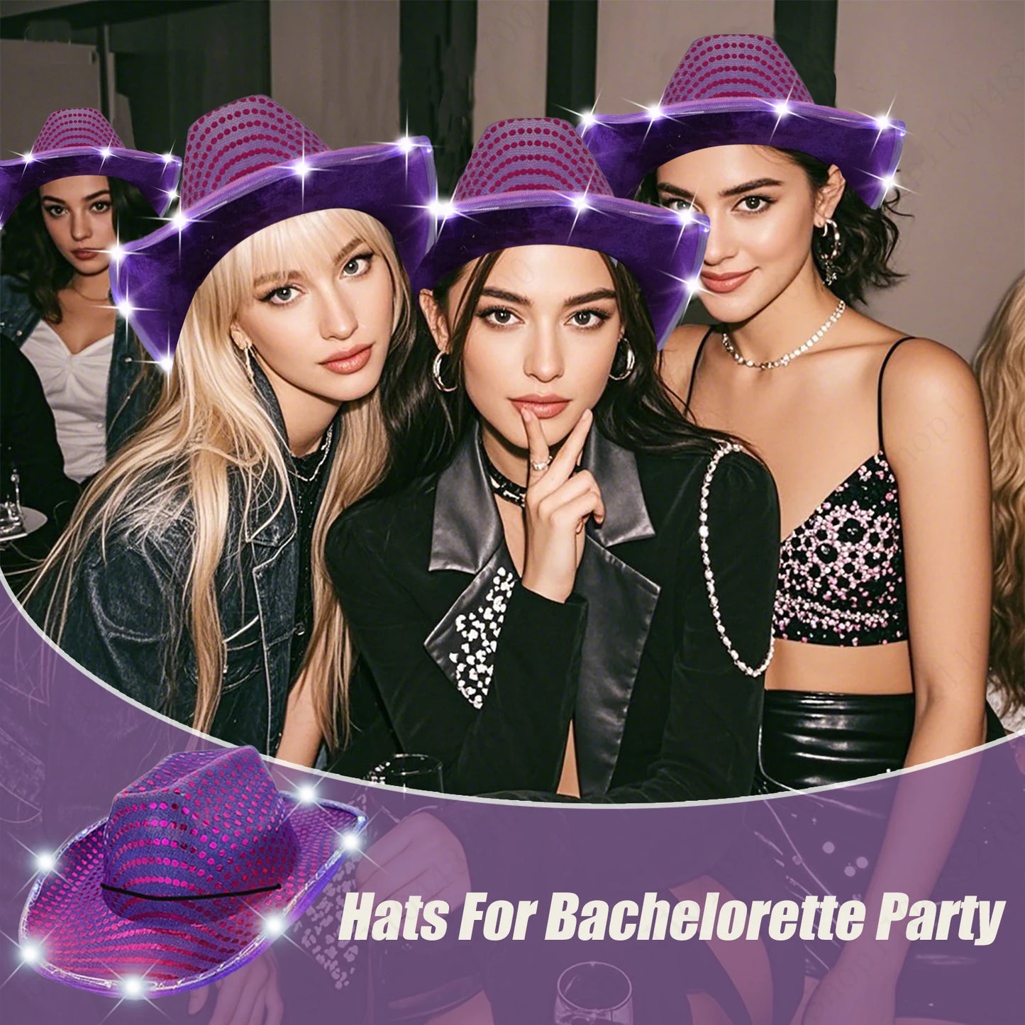 LED Cowboy Hats Bulk for Wedding Lighting up Party Hats