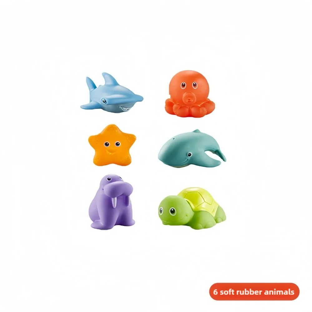 Baby Bath Toys Turtle Squirt Water Net Fishing Shark