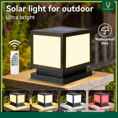 Outdoor Lighting Pillar Lights Remote Control Solar Chapiter Lamp