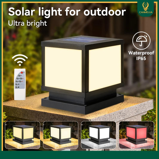 Outdoor Lighting Pillar Lights Remote Control Solar Chapiter Lamp