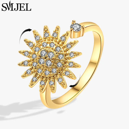Luxury Crystal Anxiety Relief Spinning Fidget Rings for Women