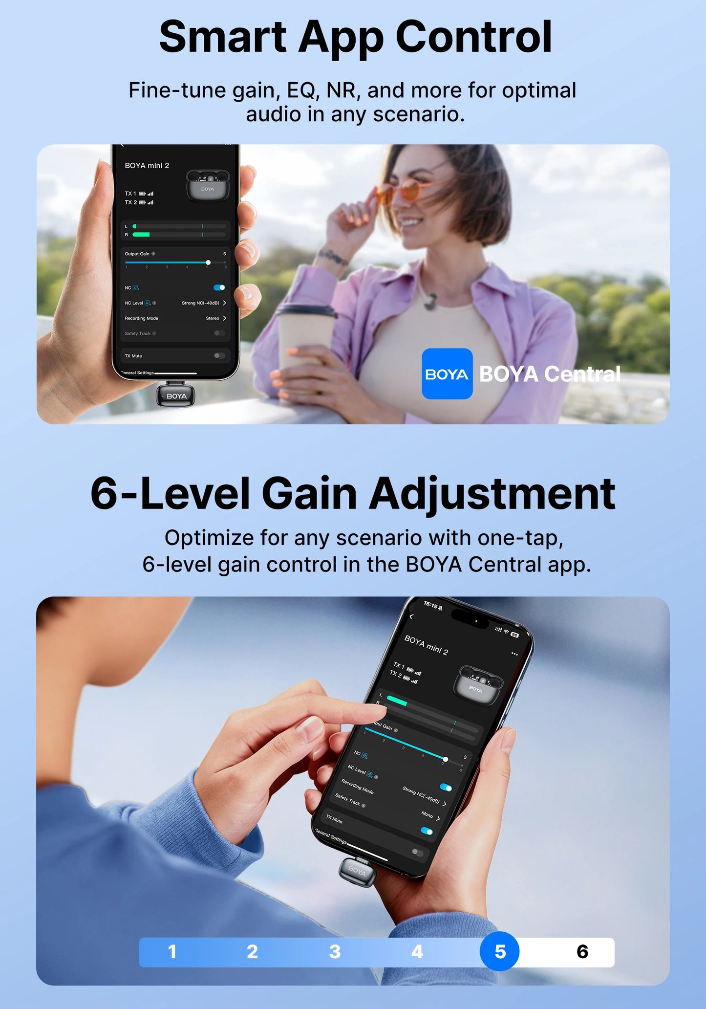 BOYA Mini 2 Wireless Lavalier Microphone AI Noise Reduction