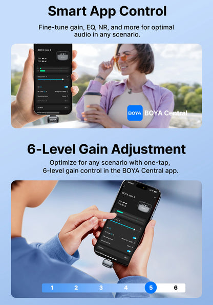 BOYA Mini 2 Wireless Lavalier Microphone AI Noise Reduction