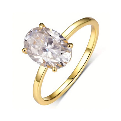 Classic S925 Sterling Silver Oval Moissanite Ring Fine Jewelry