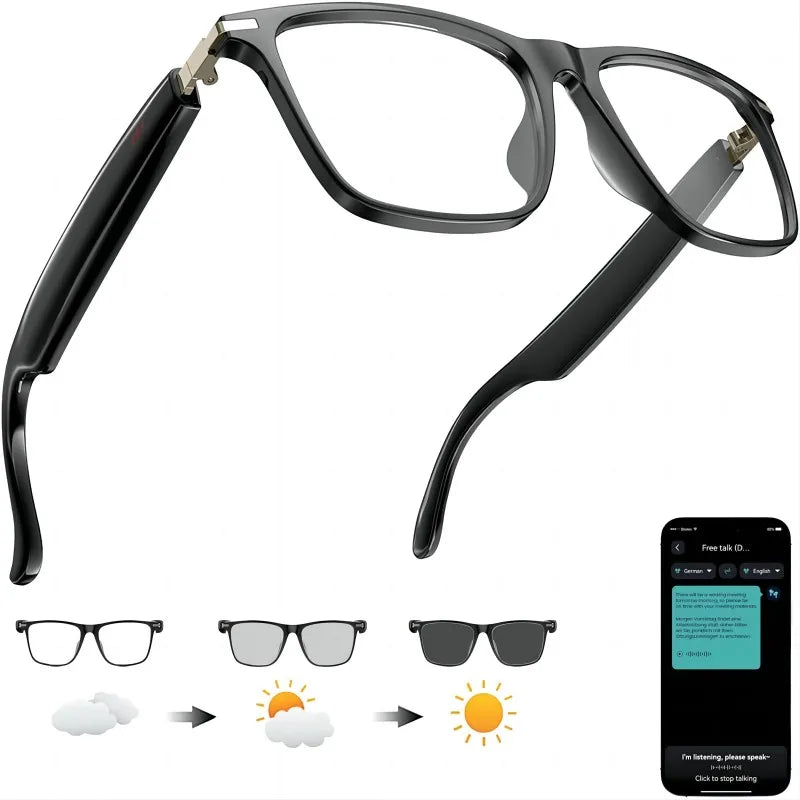 AI Translation Smart Glasses with photochromic lenses