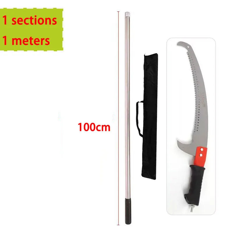 Long garden pruning saw with stainless steel telescoping pole