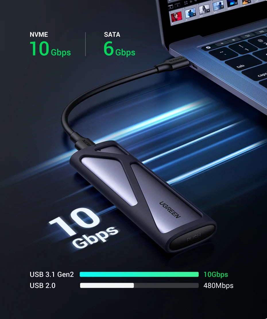 UGREEN M2 SSD Case NVME SATA Dual Protocol M.2 to USB Type C