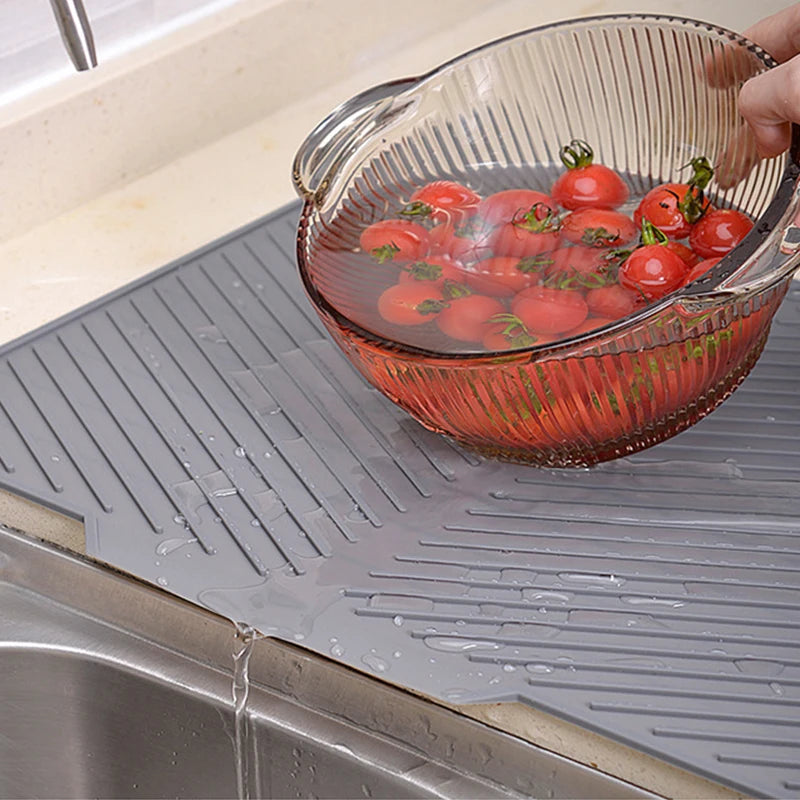 Silicone Dish Drying Mat Pots Dish Drain Mat For Kitchen
