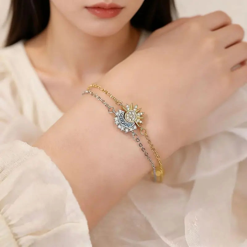 Sun and Moon Zirconia Bracelet Trendy Couple's Fashion