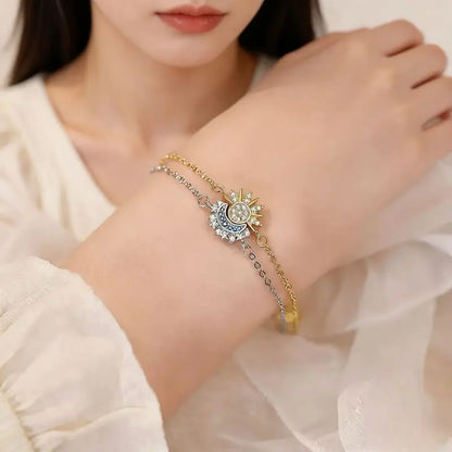 Sun and Moon Zirconia Bracelet Trendy Couple's Fashion