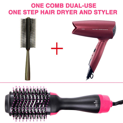 Women Hair Dryer Brush Hair Dryer Straightener Curler Massager