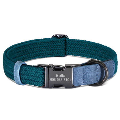 Custom Dog Collar Durable Nylon Free Engraved Pet Name