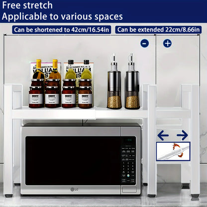Expandable Microwave Shelf, Microwave Holder with 6 Hooks, ki