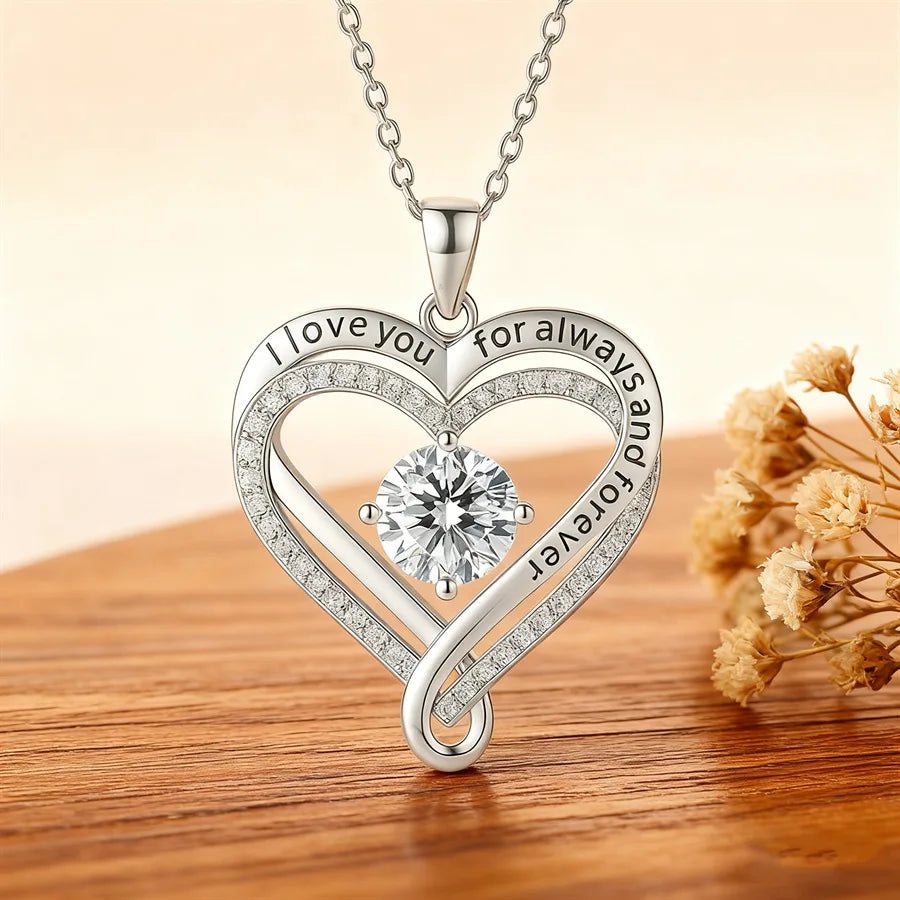 To My Wife From Husband 925 Silver Eternal Heart Necklace