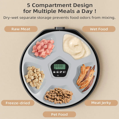 Smart Pet Feeder 5-Meal Timer Dispenser Automatic