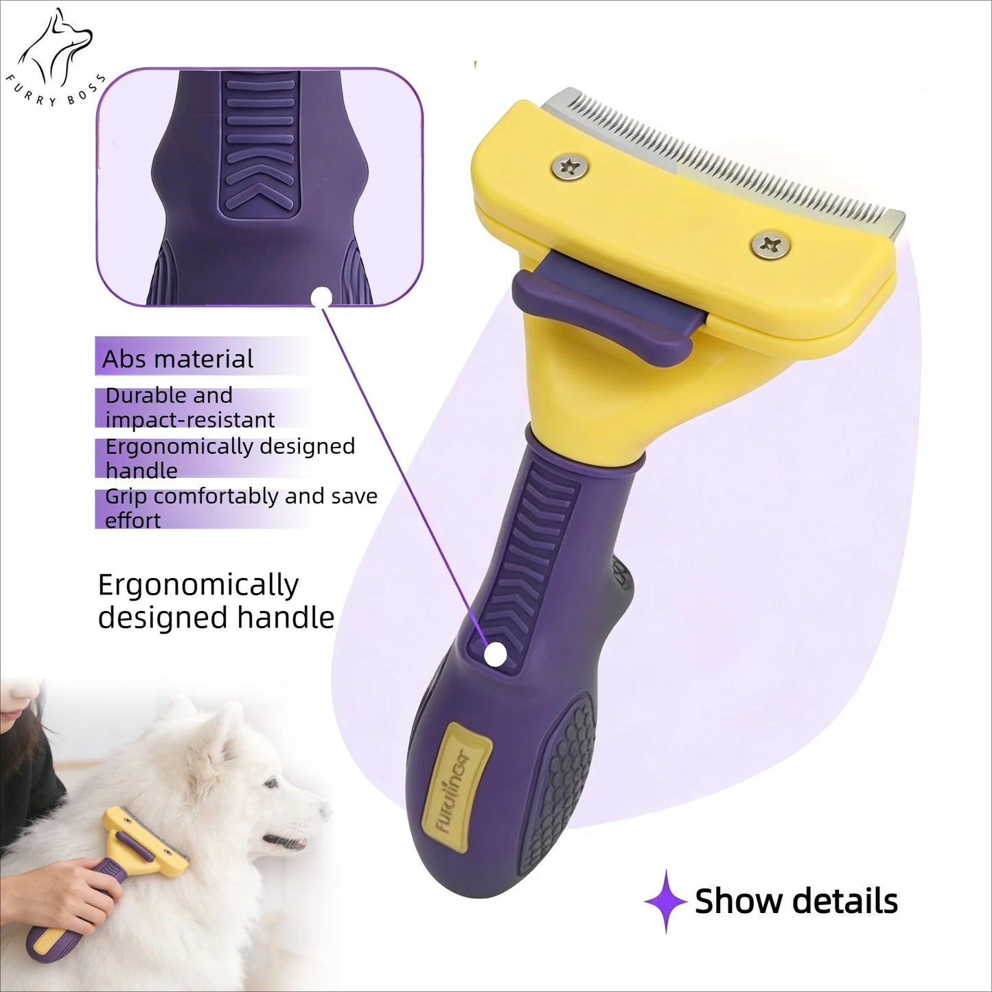 Pet brush, pet grooming tool deshedding comb